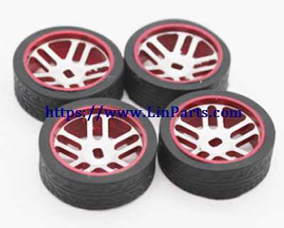 LinParts.com - Wltoys K989 RC Car Spare Parts: Metal wheel + Pattern Tire racing tire[Red]