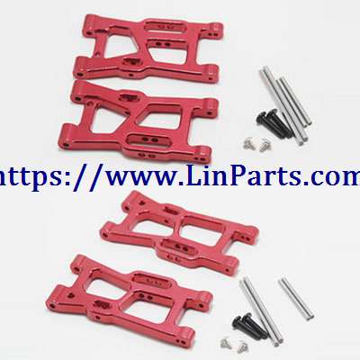 LinParts.com - WLtoys 144001 RC Car spare parts: Metal upgrade Front swing arm + rear swing arm[144001-1250]Red