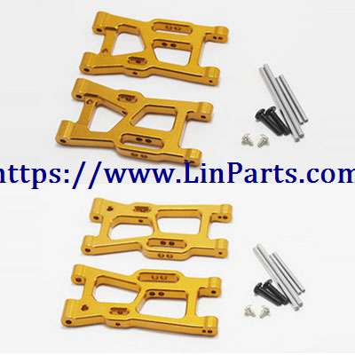 LinParts.com - WLtoys 144001 RC Car spare parts: Metal upgrade Front swing arm + rear swing arm[144001-1250]Yellow