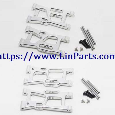 LinParts.com - WLtoys 144001 RC Car spare parts: Metal upgrade Front swing arm + rear swing arm[144001-1250]Silver