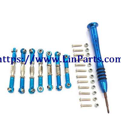 LinParts.com - WLtoys 144001 RC Car spare parts: Steering gear adjustable pull rod Blue