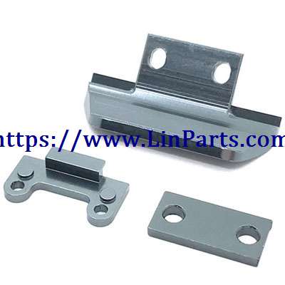 LinParts.com - WLtoys 144001 RC Car spare parts: Metal upgrade Rear gearbox pressing parts + front anti-collision parts + anti-roll bar pressing parts[144001-1257]Silver gray