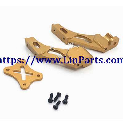 LinParts.com - WLtoys 144001 RC Car spare parts: Metal upgrade Rear wing fixing part right + tail fixing part left + tail pressing part[144001-1258]Yellow