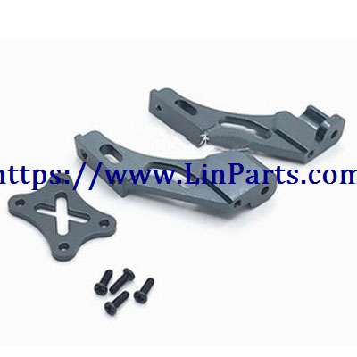 (image for) WLtoys 144001 RC Car spare parts: Metal upgrade Rear wing fixing part right + tail fixing part left + tail pressing part[144001-1258]Silver gray