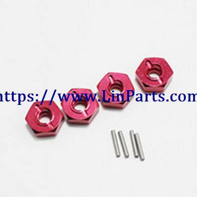 LinParts.com - WLtoys 144001 RC Car spare parts: Metal upgrade Hexagon wheel seat assembly[144001-1266]Red