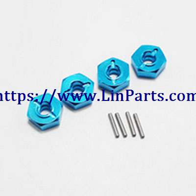 LinParts.com - WLtoys 144001 RC Car spare parts: Metal upgrade Hexagon wheel seat assembly[144001-1266]Blue