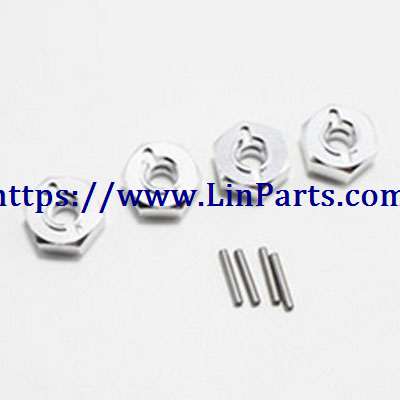 LinParts.com - WLtoys 144001 RC Car spare parts: Metal upgrade Hexagon wheel seat assembly[144001-1266]Silver