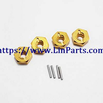 LinParts.com - WLtoys 144001 RC Car spare parts: Metal upgrade Hexagon wheel seat assembly[144001-1266]Yellow