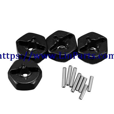 LinParts.com - WLtoys 144001 RC Car spare parts: Metal upgrade Hexagon wheel seat assembly[144001-1266]Black