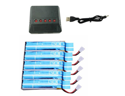 XK K110S Helicopter Spare Parts: battery (3.7V 520mAh) 5pcs + 1 to 5 chargers