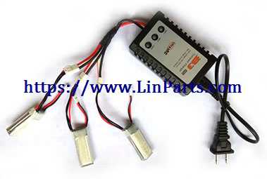 LinParts.com - XK K130 RC Helicopter Spare Parts: Charger + 1 charge 3 charging line+3pcs Battery (7.4V 600mAh) - Click Image to Close