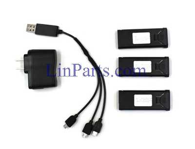 LinParts.com - FQ777 FQ35 FQ35C FQ35W RC Drone Spare parts: Charger head + USB charger(1 charge 3) + 3pcs Battery