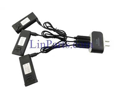 LinParts.com - VISUO XS816 XS816 4K RC Quadcopter Spare Parts: 1 for 3 synchronous charger + 3pcs 3.85V 1800mAh Battery