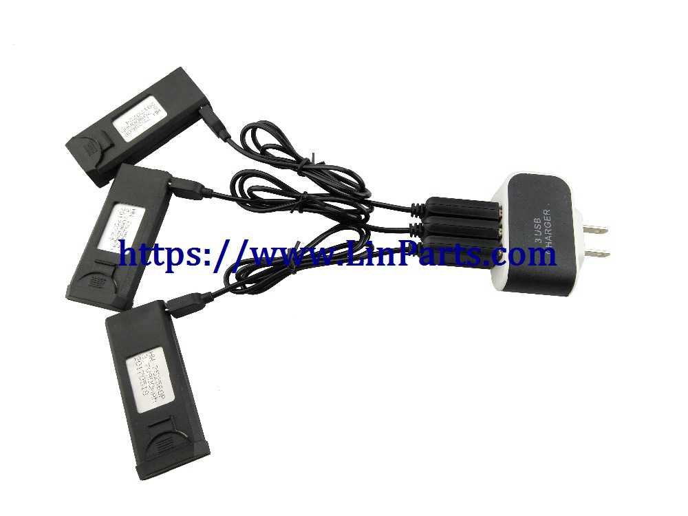 LinParts.com - VISUO XS809S RC Quadcopter Spare Parts: 1 for 3 synchronous charger + 3pcs 3.85V 1800mah Battery
