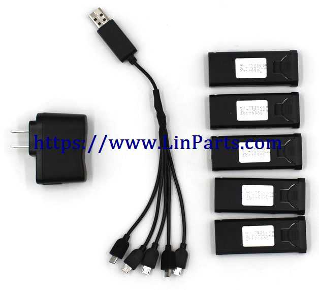 LinParts.com - VISUO XS809S RC Quadcopter Spare Parts: Charger head + 1 For 5 USB Charger + 5pcs 3.85V 1800mah Battery